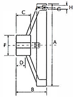 Chrome-Plated Dish Handwheels - dimensions